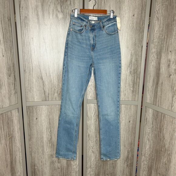 Abercrombie Fitch Jeans 25 Cross Button 90s Slim Straight Ultra High Rise - Picture 1 of 8